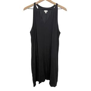 GARNET HILL Women's Medium Easy Cotton Gauze Cover Up Black A Line Swing Dress